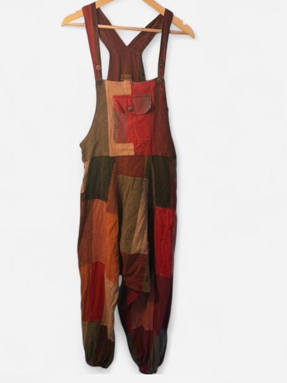 ManaKamana Festival Patchwork Overalls in Multitone Earth Colors